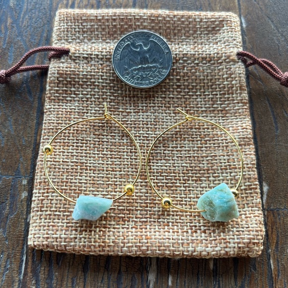Amazonite Hoop Earrings Amazonite Earrings Crystal Earrings Gemstone Jewelry - Picture 2 of 2